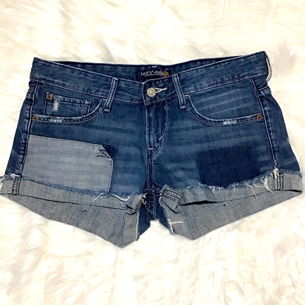 Levi’s Women’s Blue Denim Patchwork Shorts